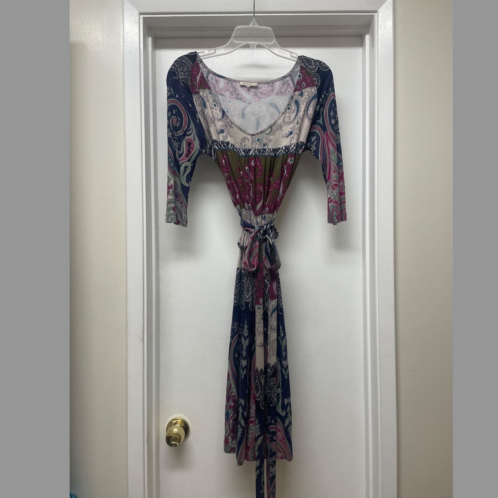 ETRO Print Dress with Tie EUC